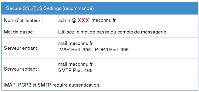 Configuration messagerie