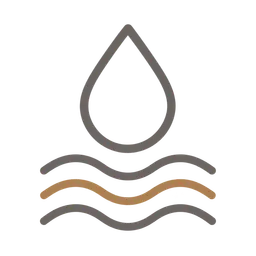 Symbole stylisé d’une goutte d’eau au-dessus de lignes ondulées représentant la surface de l’eau.