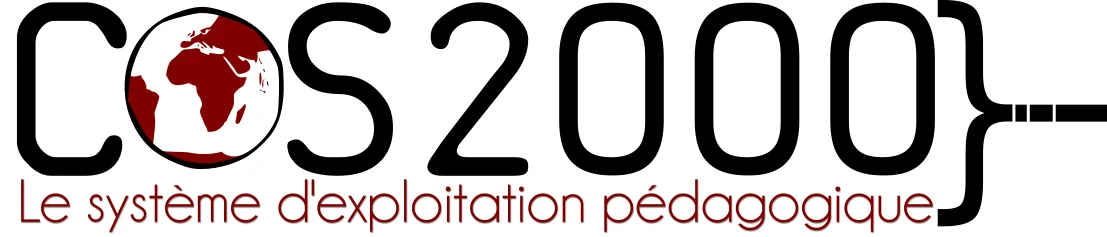 Logo du système COS2000 avec un globe terrestre et le texte sur l'exploitation pédagogique.