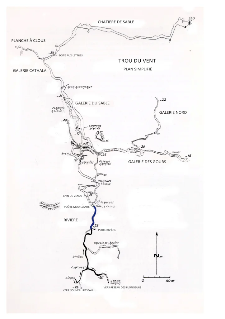 Plan de la cavité du Trou du vent