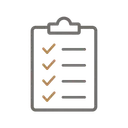 Feuille fixée sur un support avec des cases cochées.