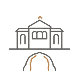 Illustration d’un bâtiment classique avec une grotte en dessous.