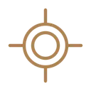 Symbole de ciblage avec cercle concentrique et lignes directionnelles.