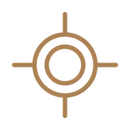 Symbole de ciblage avec cercle concentrique et lignes directionnelles.