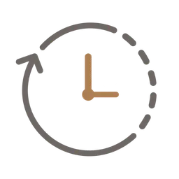 Horloge stylisée avec aiguilles et flèche indiquant le mouvement circulaire du temps.