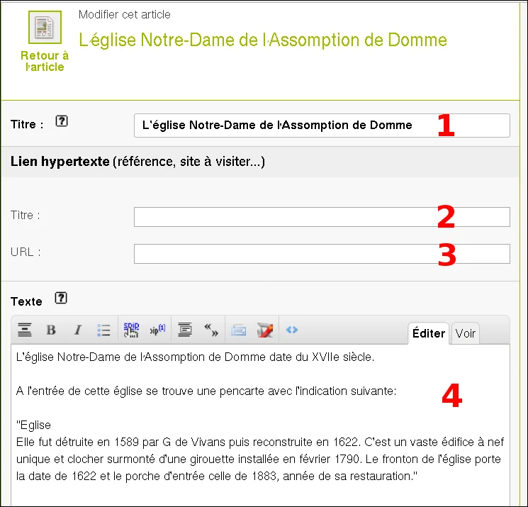 Interface de saisie