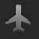 Icône grise d'un avion sur fond noir.