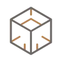 Illustration d’un cube en perspective avec des lignes grises et orangées sur fond transparent.