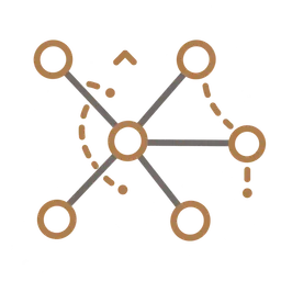 Diagramme technique illustrant un réseau avec des cercles et des connexions.