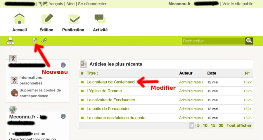 Création d'article