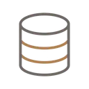 Symbole graphique d’une base de données en forme de cylindre avec deux lignes horizontales.