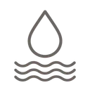 Icône d’une goutte d’eau au-dessus de vagues symbolisant l’eau.