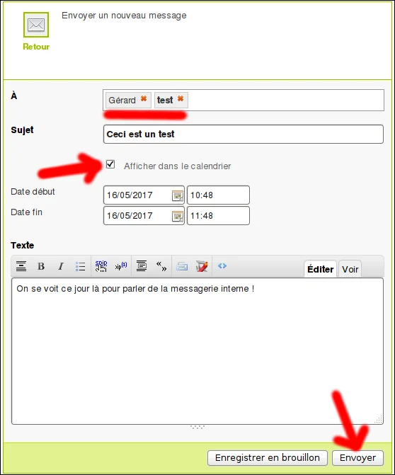 Rédaction du message