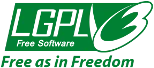 Logo de la GPLv3 avec une plume et le texte 'Free as in Freedom'.