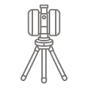 Scanner laser installé sur un trépied.
