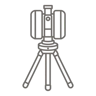 Scanner laser installé sur un trépied.