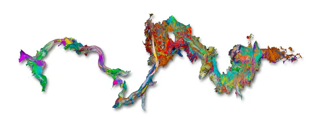 Modèle numérique coloré d’un réseau souterrain.