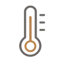 Illustration d’un thermomètre avec une indication de température en orange sur fond transparent.